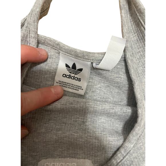 Adidas Women'x 1X Gray Ribbed Knit Relaxed Cropped Tank Top - Picture 3 of 6